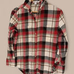 Old Navy  Plaid Flannel Button Down Shirt Red White Black XS Soft Brushed Cotton Photo 0