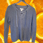 If It Were Me Gray Knit Sweater With Lace up Collar‎ Size XS Photo 0