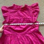 Entro  Hot Pink Perforated Frilled Short Sleeve Blouse Size Small 100% Cotton EUC Photo 9