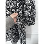 Boden Notch Neck Jersey Mini Dress Women 8 Black White Preppy Retro Floral Artsy Size 6 Photo 7