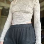 Cute Beige Ribbed Shirt Gray Photo 2