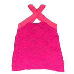 Bibi Lace Tank Top Women Small Pink Halter CutOut Criss Cross Festival Y2K Boho Photo 1