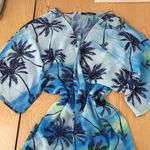 New Women’s Ocean Drive Blue Tropical Print Sheer Swimsuit Cover Up One Size Size undefined Photo 1
