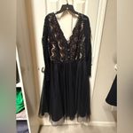 City Chic  Black and Tan Rare Beauty Lace Bodice Long Sleeve Midi Dress Size 18 Photo 6