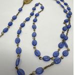 Vintage Rosary Blue Oval Beads Catholic Prayer Necklace Gold Tone Religious Photo 10