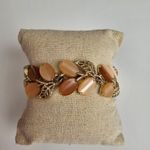 Lisner Vintage Two Tone Brown Tan Foliage Gold tone metal Bracelet Orange Photo 1