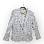 Old Navy White Navy Striped Knit Blazer Minimalist Workwear Classic L Tall Photo 1