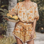 Spell & The Gypsy Collective Spell & The Gypsy Siren Seashell Romper Playsuit Sand Medium EUC Belt Pockets Photo 0