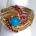 Ruby 18KT SOLID GOLD ANTIQUE TURQUOISE &  RING - 7.65 GRAMS!! Photo 1