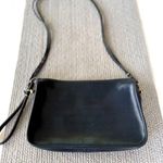 Vintage 80’s 90’s Magid Navy Blue Leather Double Strap Brass Rectangular Purse Photo 0