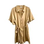Womens XL Romper Shorts Linen Jumpsuit Classic Resort Elegant Preppy Boho Cruise Tan Photo 8
