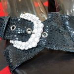 White Mountain  Black Wedge Buckle Sandals Size 9 Photo 2