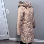 Steve Madden  Long Puffer Coat Large Golden Tan Fur Hood Winter Photo 1
