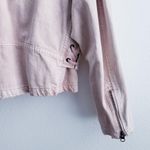 Free People  Oversized Rose Moto Denim Jacket Photo 9