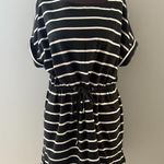Tommy Bahama  Sombra Dress Size XL Black White Stripe Nautical Beach Tie Waist Photo 2