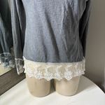Source Unknown Elegant Gray Top with Lace Detail Photo 3