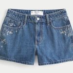 Hollister High Rise A-Line Denim Shorts Blue Embroidered Floral W24 00 Photo 0