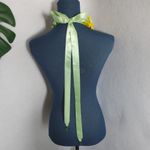 Green Pearl Crystal Tie Necklace w/ Yellow Flower Photo 1