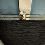 Evening Handbag Purse Black Silver Cocktail Clutch Convertbl Hard‎ case 6” x7” Photo 2