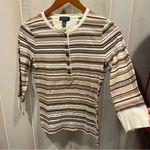 Ralph Lauren Vintage 90s-Y2K Cute creamy coffee stripe henley soft Photo 0