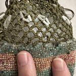 Antique VTG Micro Beaded & Crochet Drawstring Purse Sack Hand Bag Photo 4