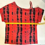 SheIn  Tie Dye Asymmetrical Neck Cut Out Tee Red Black Summer Top Casual Size Med Photo 1