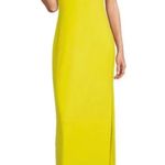Belle Badgley Mischka Reese Halter Neck Sleeveless Crepe Side Slit Yellow Gown Photo 0