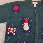 Talbots 100% Lambswool Vintage Christmas Santa Holiday Cardigan Sweater Size M Photo 12
