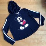 Disney Mickey Mouse Lightweight Hoodie, Racer Stripe Arm, Black, White, Size XS Photo 0