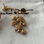 Oscar de la Renta  Gold and Light Blue Floral Earrings Photo 4
