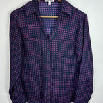 EXPRESS Portofino Shirt S Navy Geometric Workwear Preppy Career Office Siren Photo 0