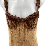 Reformation  Pyrenees Tan Velvet Velour Ruffle Sleeveless Slip Mini Tank Dress 8 Photo 3