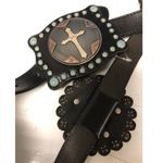 3D LEATHER BELT Cross MEDALLIONS Women’s Size S Small 28 Photo 5