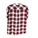 Rails Britt Plaid Flannel Cap Sleeve Top with Pockets Navy White and Red Size S Photo 3