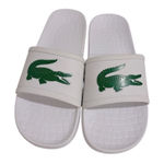 Lacoste White Slides with Green Logo Photo 0