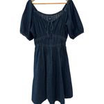 Gap  Smocked Denim Mini Dress Dark Wash Size‎ Medium Tall Photo 5