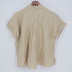 American Giant Linen Button Up Shirt Khaki Tan Short Sleeve Collared Size L Size L Photo 6