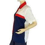 VINTAGE 1980'S SHI RED WHITE & BLUE BOWLER STYLE BUTTON DOWN TOP (8) Photo 2