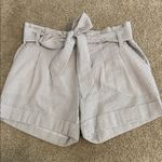High Waist Seersucker Women's Shorts Tan Size 2 Photo 0