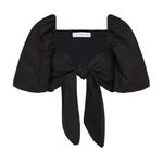 Faithfull the Brand Faithful The Brand Black Puff Sleeve Tie-Front Top Photo 6