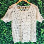 Crotchet style short sleeve white trendy see through top White Size undefined Photo 0