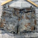 Free People  Floral Distressed Cutoff Denim Shorts Photo 2