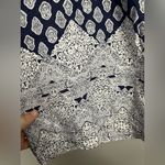 Sim and Sam Navy Medallion Elastic Waist Flowy Wide Leg Pants Size Small White Photo 4