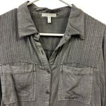 Maurice's Soft Gray Button Up Long Sleeve Pleated Shirt Double Pocket Medium Photo 5
