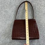 Cole Haan VTG Croc Embossed Leather Top Handle Bag Brown Gold Clasp Retro Chic Photo 4
