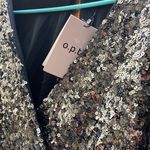 O.P.T One Pretty Time Long Sleeve Sequin Silver Mini Dress XS Black Photo 2