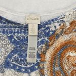 Chico's Paisley Top Womens Size 0 Short Sleeve Pullover Shirt Round Neck Photo 4