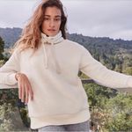 Athleta Talus teddy Sherpa half zip pull over cream sweatshirt L Photo 2