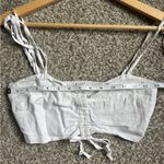 Aulieude White Tie Strap Linen Crop Top Bridal Bachelorette Summer Vacation 8 Photo 6