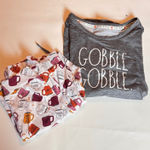 Rae Dunn  Thanksgiving Fall Theme Graphic  Holiday Matching Pajamas Set  Sz M Photo 0